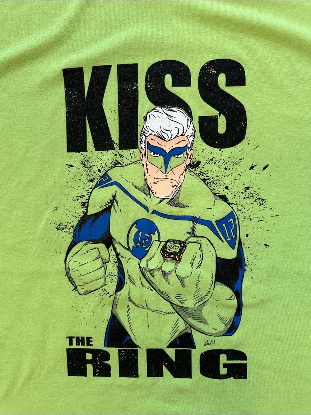 Seattle Seahawks "Kiss The Ring" Graphic Tee – Green Lantern Mashup Size XL